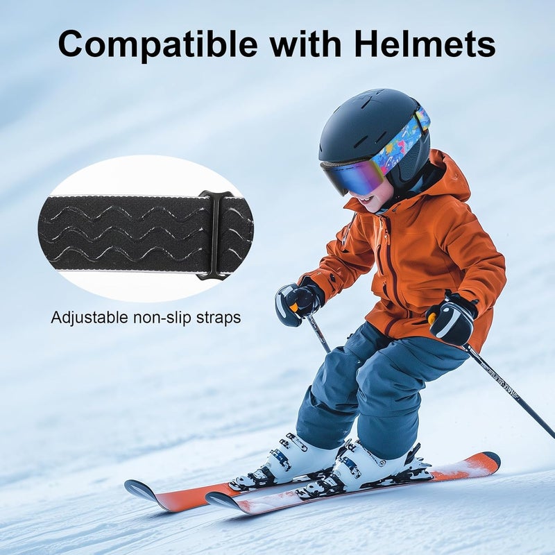 YooxArmor OTG Kids Ski Goggles, Snowboard Goggles Anti Fog UV400 for Kid 6-14 Years, Snow Goggles for Youth Boys Girls - Image 4